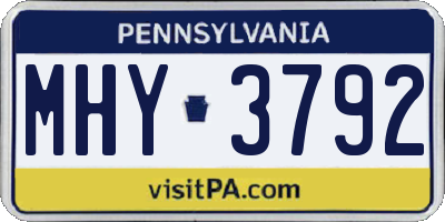 PA license plate MHY3792