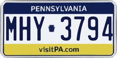 PA license plate MHY3794