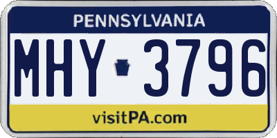 PA license plate MHY3796