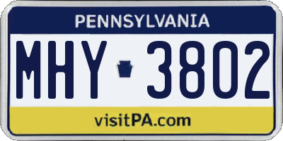 PA license plate MHY3802