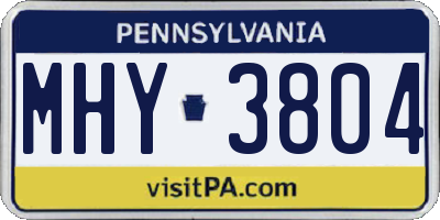 PA license plate MHY3804