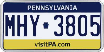 PA license plate MHY3805