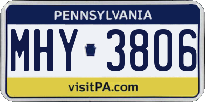 PA license plate MHY3806