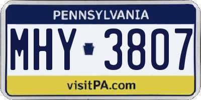 PA license plate MHY3807