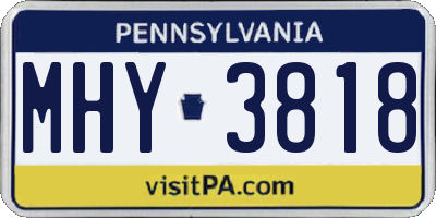 PA license plate MHY3818