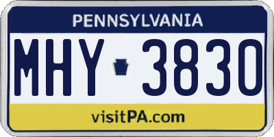 PA license plate MHY3830