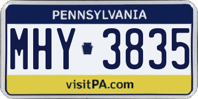 PA license plate MHY3835