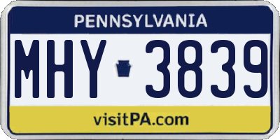 PA license plate MHY3839