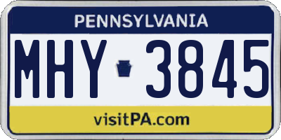 PA license plate MHY3845