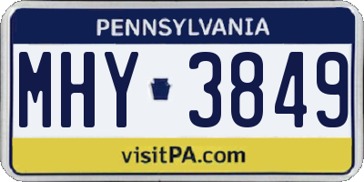 PA license plate MHY3849