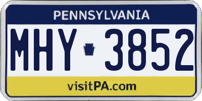 PA license plate MHY3852