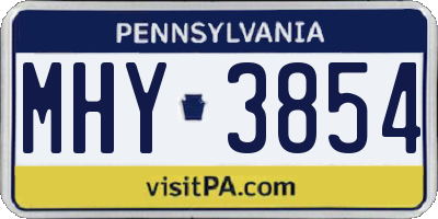 PA license plate MHY3854