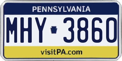 PA license plate MHY3860