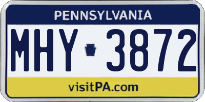 PA license plate MHY3872