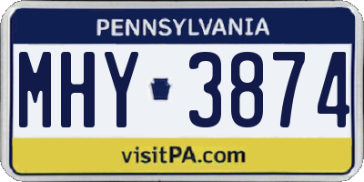 PA license plate MHY3874