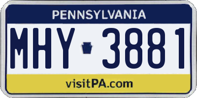 PA license plate MHY3881
