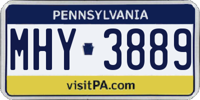 PA license plate MHY3889