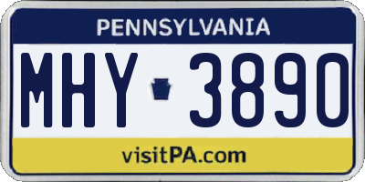 PA license plate MHY3890