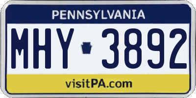 PA license plate MHY3892