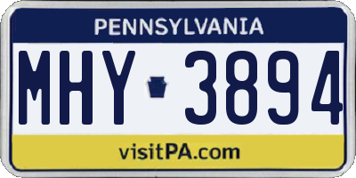 PA license plate MHY3894