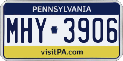 PA license plate MHY3906
