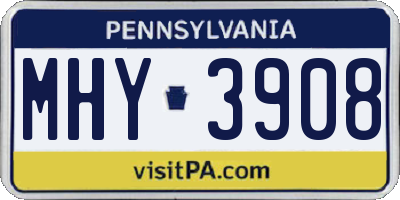 PA license plate MHY3908