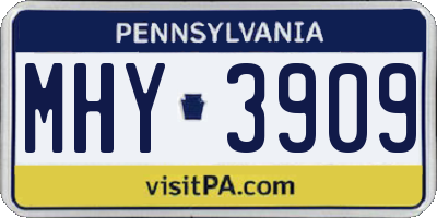 PA license plate MHY3909