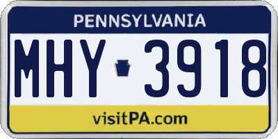 PA license plate MHY3918