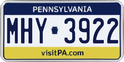 PA license plate MHY3922