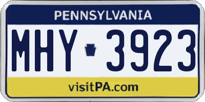 PA license plate MHY3923