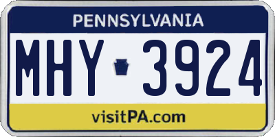 PA license plate MHY3924