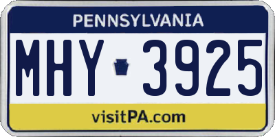 PA license plate MHY3925