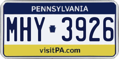 PA license plate MHY3926