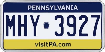 PA license plate MHY3927