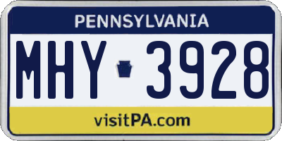 PA license plate MHY3928