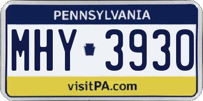 PA license plate MHY3930