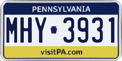 PA license plate MHY3931