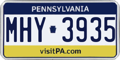 PA license plate MHY3935
