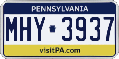 PA license plate MHY3937