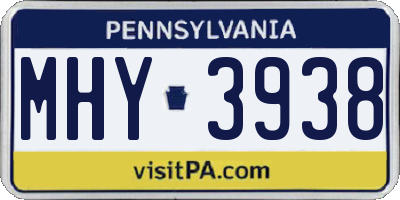 PA license plate MHY3938