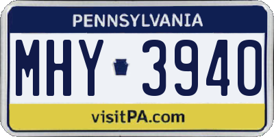 PA license plate MHY3940