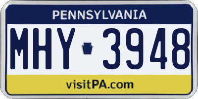 PA license plate MHY3948