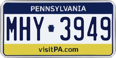PA license plate MHY3949