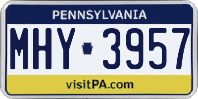 PA license plate MHY3957