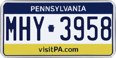 PA license plate MHY3958