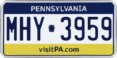 PA license plate MHY3959