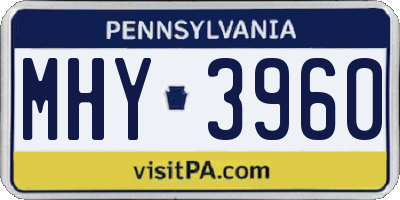 PA license plate MHY3960
