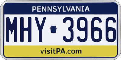 PA license plate MHY3966