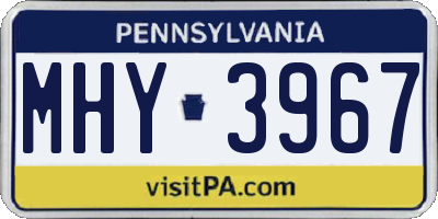 PA license plate MHY3967