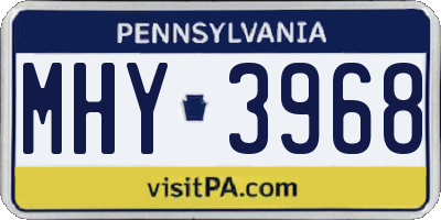 PA license plate MHY3968